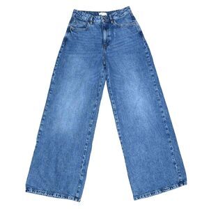 Forever 21 Wide Leg Jeans Size 26 Blue High Rise Baggy Y2K Loose Fit Denim